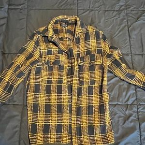 BoohooMAN Yellow/Black Small Men's Flannel